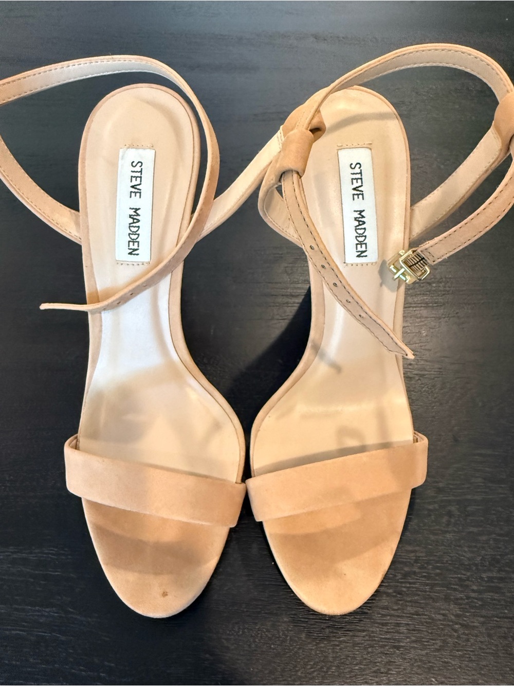 Steve Madden Carmelina Strappy Nude Suede Stiletto Sandal Heels Size 8.5